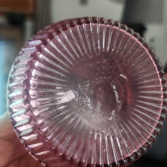 Lot of 2 Vintage Pilgrim Cranberry Colored Full Belly Ribbed Glass Vase/Creamer - Picture 5 of 5